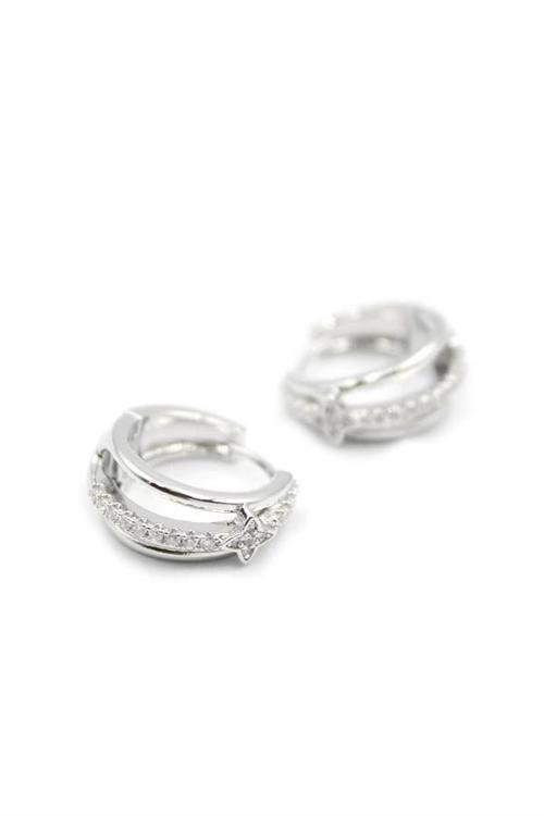 Taşlı Halka Küpe - Gümüş