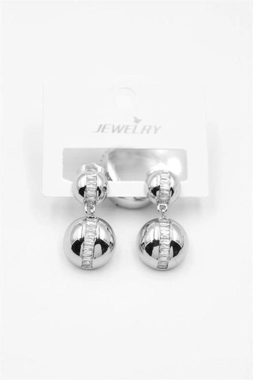 Baget Taşlı Küpe - Gümüş