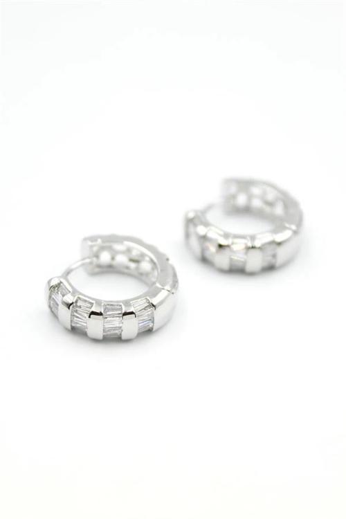 Taşlı Halka Küpe - Gümüş