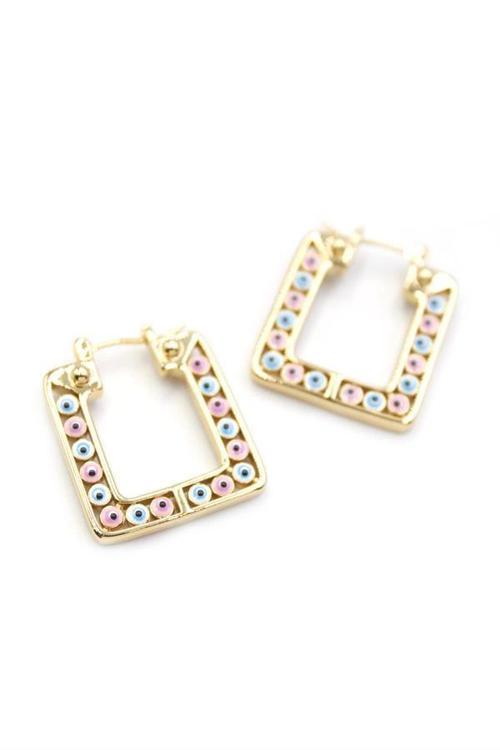 Kare Nazar Küpe - Altın