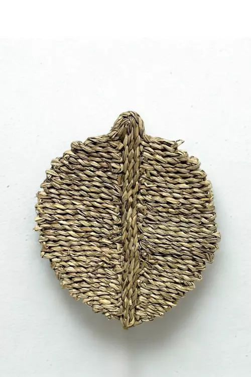 El Yapımı Saz Yaprağı Duvar Aksesuarı Bambu Dekorasyon Natürel Bohem Small