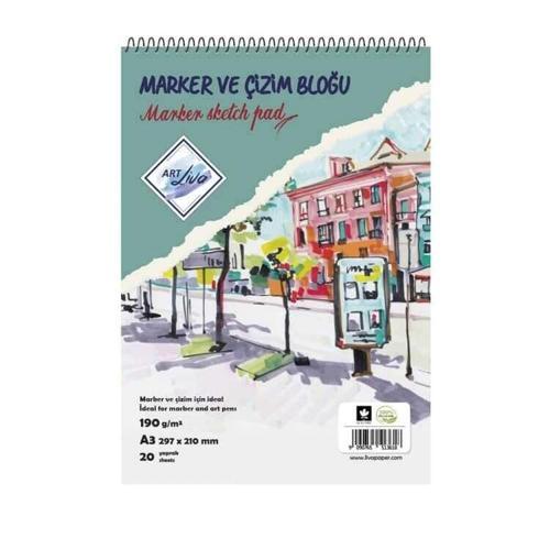 Marker ve Çizim Defteri 190 gr. A3 20 yaprak