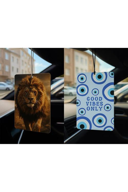 Aslan Ve Nazar Boncuğu - İkili Oto Kokusu - Dekoratif Araç Kokusu Ve Aksesuarı