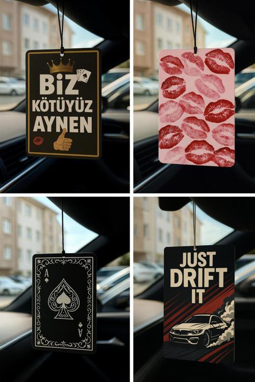 Araba Severlere Özel 4'Lü Paket Araç Kokusu - Dekoratif Otomobil Kokusu Ve Oto Aksesuarı