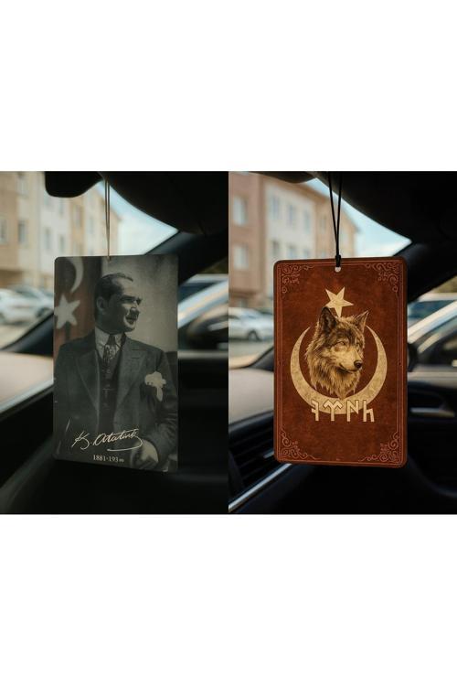 Atatürk Ve Göktürk Türk Kurt - İkili Oto Kokusu - Dekoratif Araç Kokusu Ve Aksesuarı