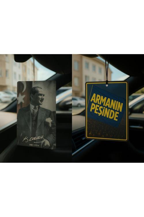 Atatürk Ve Sarı Lacivert Armanın Peşinde - İkili Oto Kokusu - Dekoratif Araç Kokusu Ve Aksesuarı