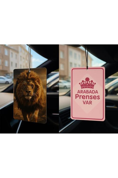 Aslan Ve Arabada Prenses Var - İkili Oto Kokusu - Dekoratif Araç Kokusu Ve Aksesuarı