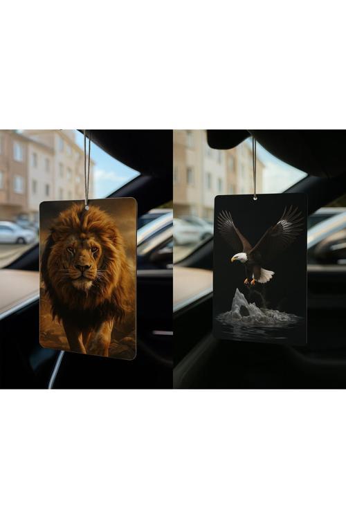 Aslan Ve Kartal - İkili Oto Kokusu - Dekoratif Araç Kokusu Ve Aksesuarı
