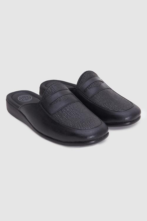 Siyah Desenli Misafir Çeyiz Damat Ev Erkek Terlik