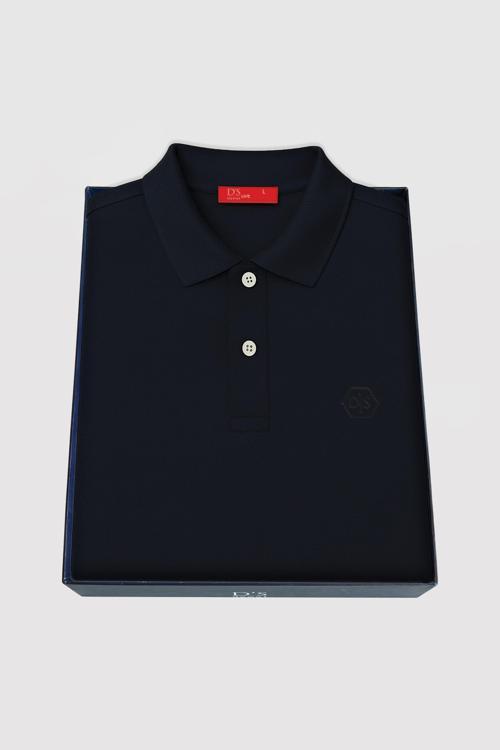 Regular Fit Lacivert Kutulu Polo Yaka T-Shirt