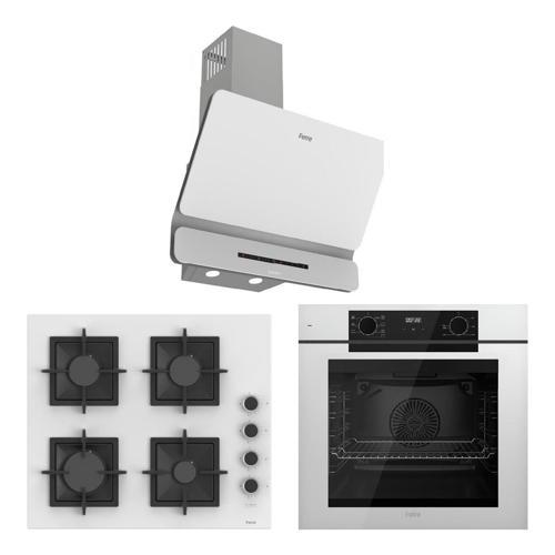 White FryArt 3 Lü Ankastre Set ( QEP63CB - SC206-FA - D081-SA ) A++ Sessiz Davlumbaz