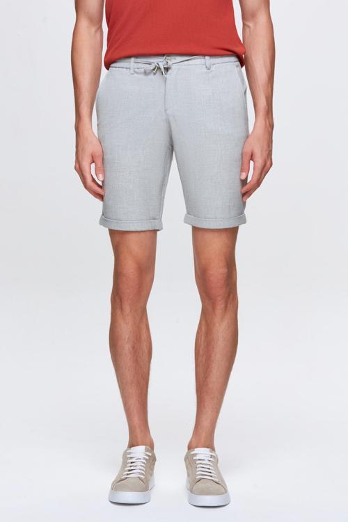 Bej Beli Lastikli Bağcık Detaylı Duble Paça Viskonlu Jogger Şort