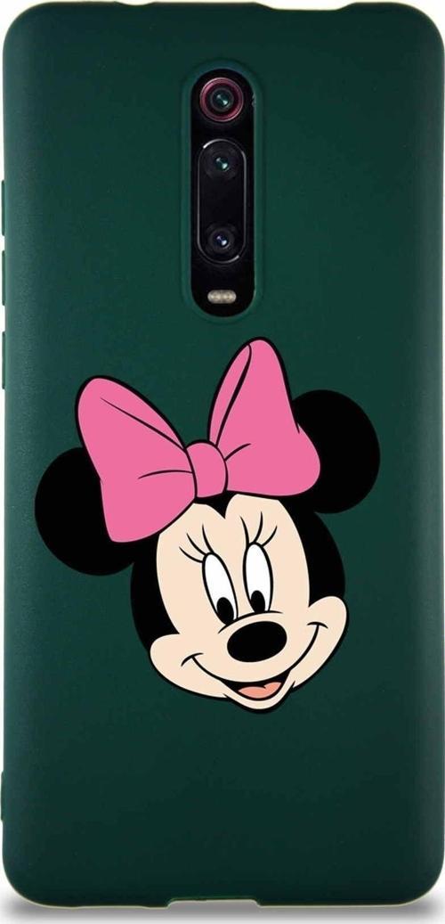 Xiaomi Mi 9T Soft Premier Kapak Minnie Mouse-C Tasarımlı Silikon Kılıf - Yeşil