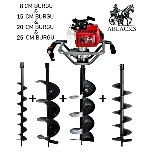 Lüks Toprak Burgu Makinesi 8 – 15 – 20 – 25 Cm 4 Burgulu
