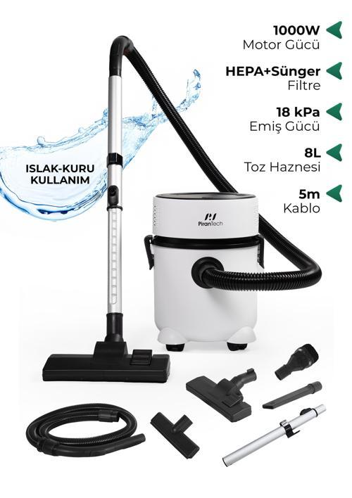 ES-07 Panda Islak & Kuru Elektrikli Süpürge | 1000W Güçlü Motor | HEPA Filtreli