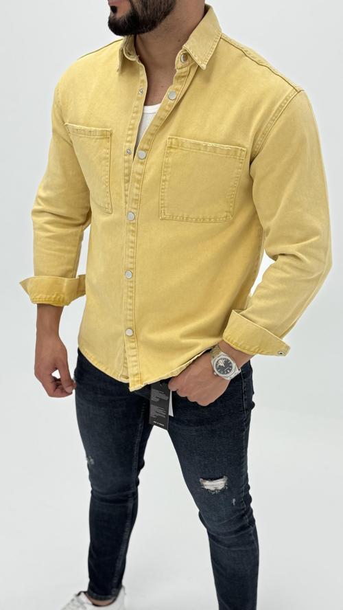 Jeremy Denim Classic Oversize Premium Kot Erkek Mavi Jean Gömlek