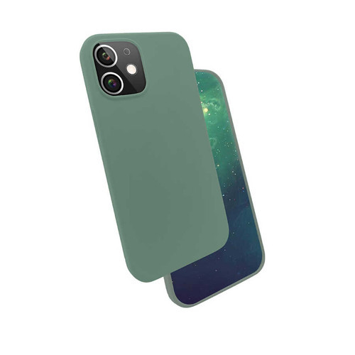 iPhone 12 Uyumlu KHYR Silk Silikon-Koyu Yeşil