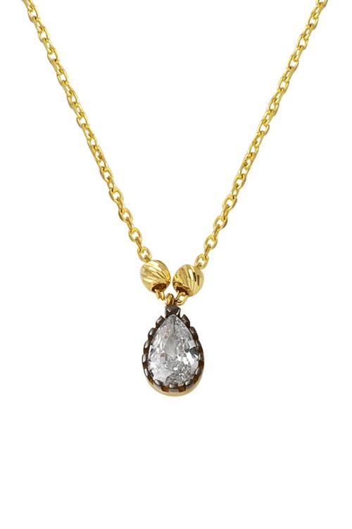 Damla Elmas Tarzı 14 Ayar Altın Kolye