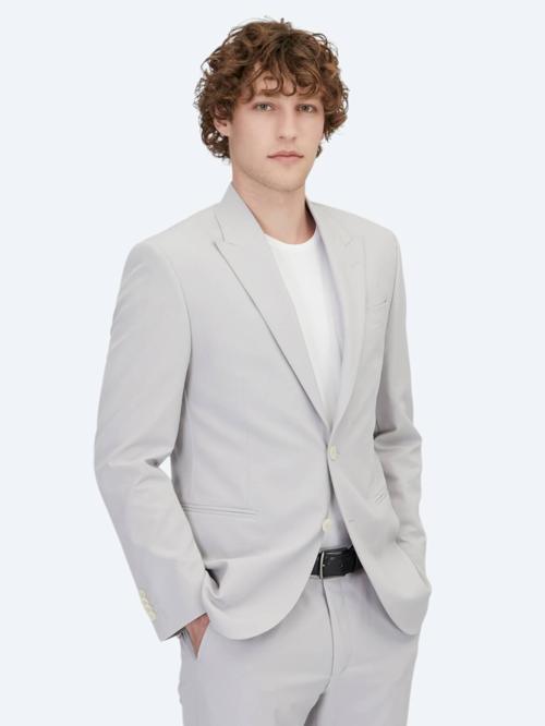 Açık Gri Düz Slim Fit Takım Elbise