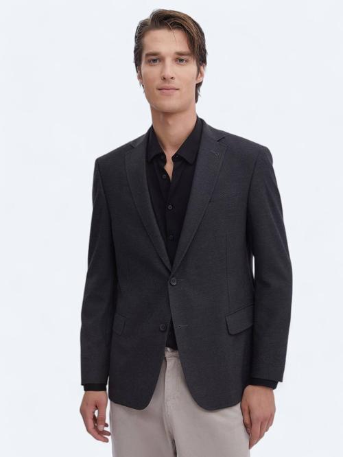 Antrasit Desenli Regular Fit Çevre Dostu Ceket