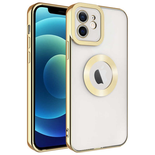 iPhone 11 Uyumlu Kamera Korumalı Logo Gösteren KHYR Omega Kılıf-Gold