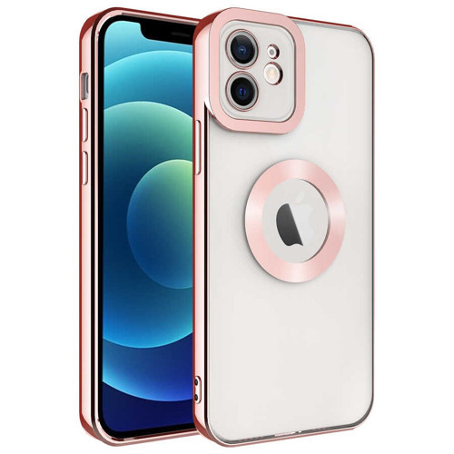iPhone 11 Uyumlu Kamera Korumalı Logo Gösteren KHYR Omega Kılıf-Rose Gold