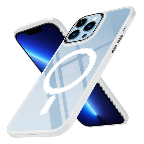 iPhone 12 Pro Max Uyumlu Wireless Şarj Özellikli KHYR Krom Magsafe Silikon Kılıf-Renksiz