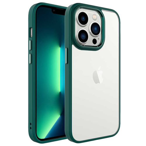 iPhone 14 Pro Max Uyumlu KHYR Krom Kılıf-Koyu Yeşil