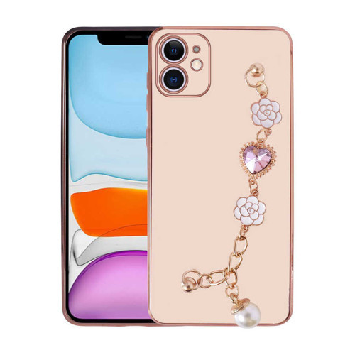 iPhone 11 Uyumlu El Tutamaçlı Kamera Korumalı KHYR Taka Silikon Kılıf-Pembe