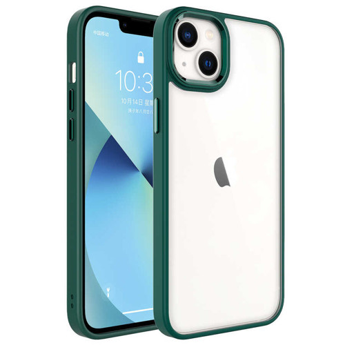 iPhone 14 Uyumlu KHYR Krom Kılıf-Koyu Yeşil