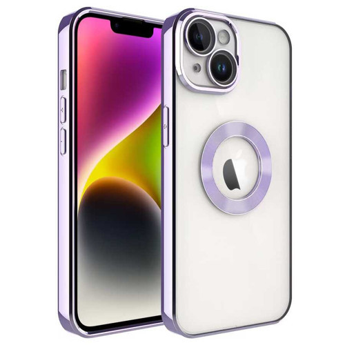 iPhone 14 Uyumlu Kamera Korumalı Logo Gösteren KHYR Omega Kılıf-Lila