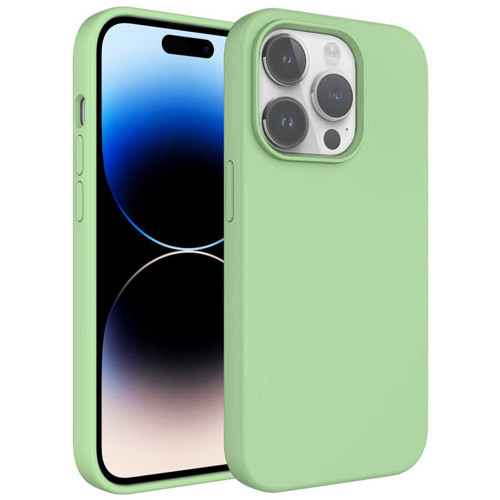 iPhone 14 Pro Uyumlu Sıvı Teknolojili Silinebilir Sert KHYR Kivi Kılıf-Açık Yeşil