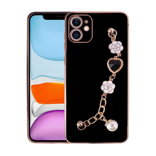 iPhone 11 Uyumlu El Tutamaçlı Kamera Korumalı KHYR Taka Silikon Kılıf-Siyah