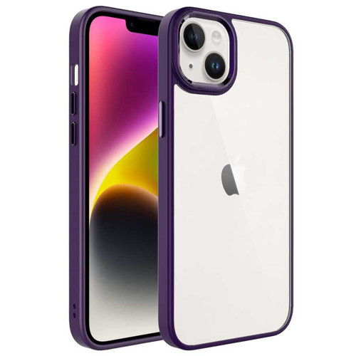 iPhone 14 Uyumlu KHYR Krom Kılıf-Derin Mor
