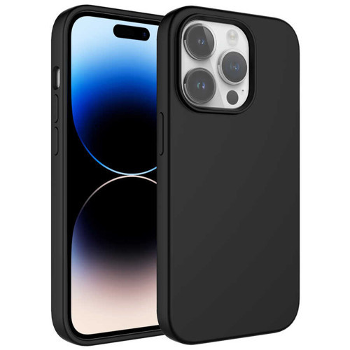 iPhone 14 Pro Uyumlu Sıvı Teknolojili Silinebilir Sert KHYR Kivi Kılıf-Siyah