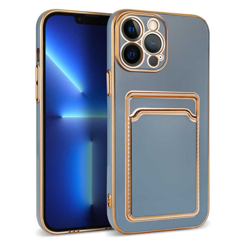 iPhone 12 Pro Uyumlu KHYR Bark Kartlıklı Kılıf-Mavi