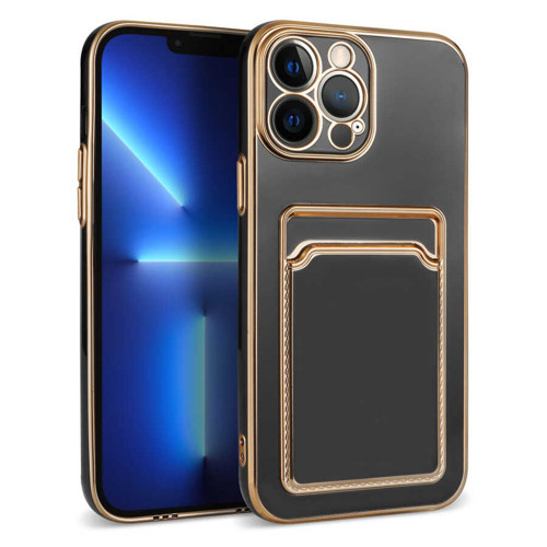 iPhone 12 Pro Max Uyumlu KHYR Bark Kartlıklı Kılıf-Siyah