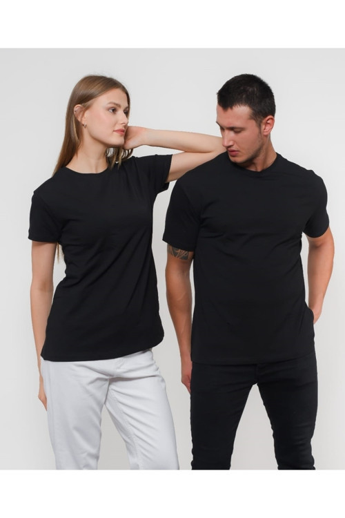 Bisiklet Yaka Rahat Kalıp Oversize Siyah Bay Premium Tshirt %100 Pamuk