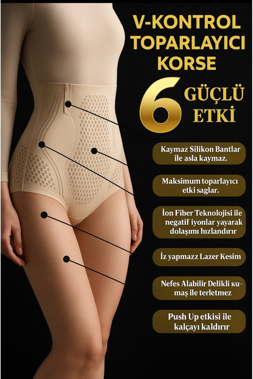İyonizer Korse Külot Lazer Kesim Korse V-Kontrol Popo Sıkılaştırıcı Buz İpek Korse
