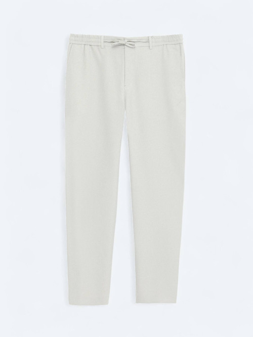 Bej Çizgili Dokuma Jogging Fit Casual Pantolon