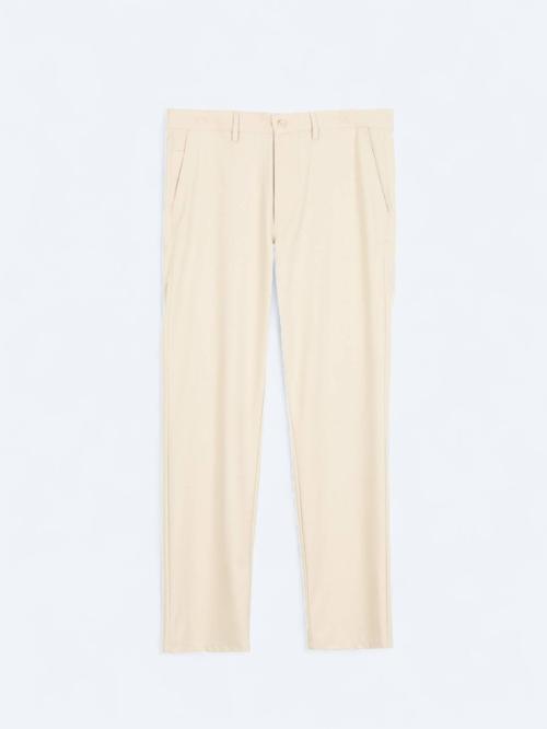 Bej Düz Dokuma Regular Fit Casual Pantolon