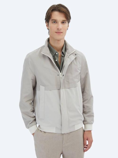 Bej Regular Fit Gizli Kapüşon Casual Dokuma Mont