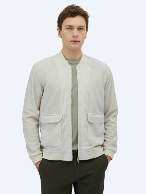 Bej Regular Fit Casual Örme Mont