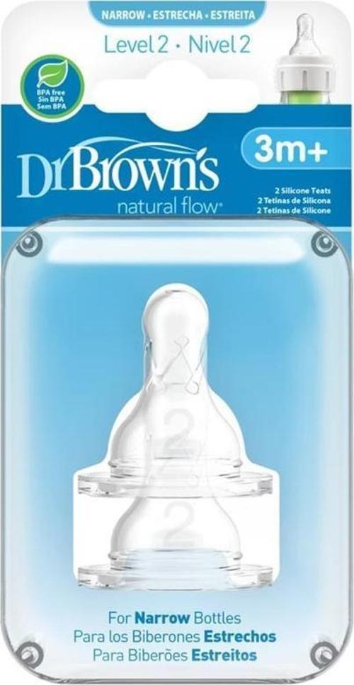 Dr. Brown's Silikon Biberon Emziği 2. Seviye Dar Ağız 3+ Ay İkili Paket