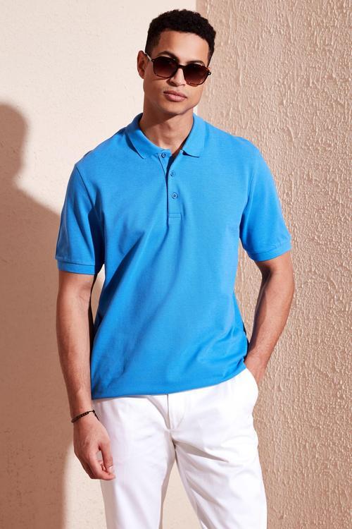 Pamuklu Regular Fit Düğmeli Erkek Polo Yaka T Shirt 5902127 KOYU MAVİ