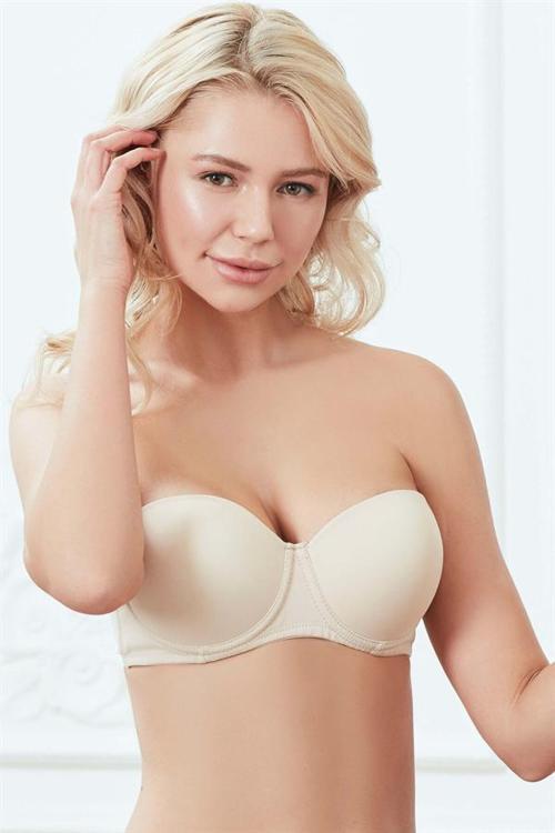 Arias Closet Balenli Destekli Dolgulu Askısız Straplez Günlük Klasik T-Shirt Sütyeni