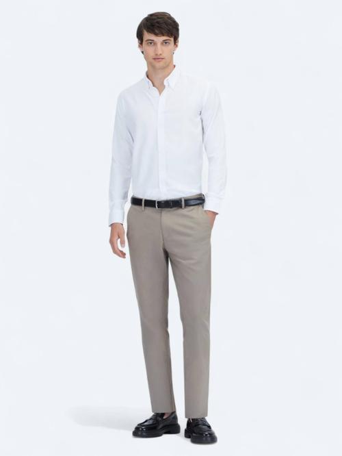 Vizon Düz Dokuma Regular Fit Casual Pamuk Karışımlı Pantolon