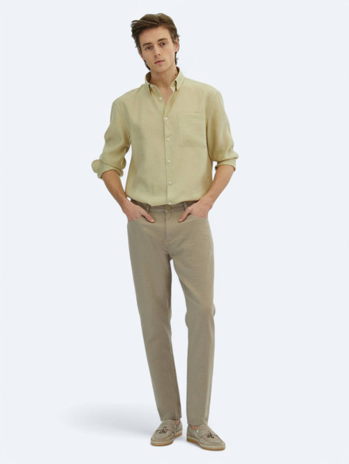 Vizon Dokuma Regular Fit Casual Pamuk Karışımlı Pantolon