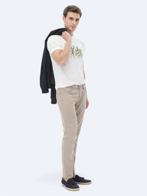 Vizon Dokuma Slim Fit Casual Pamuk Karışımlı Pantolon