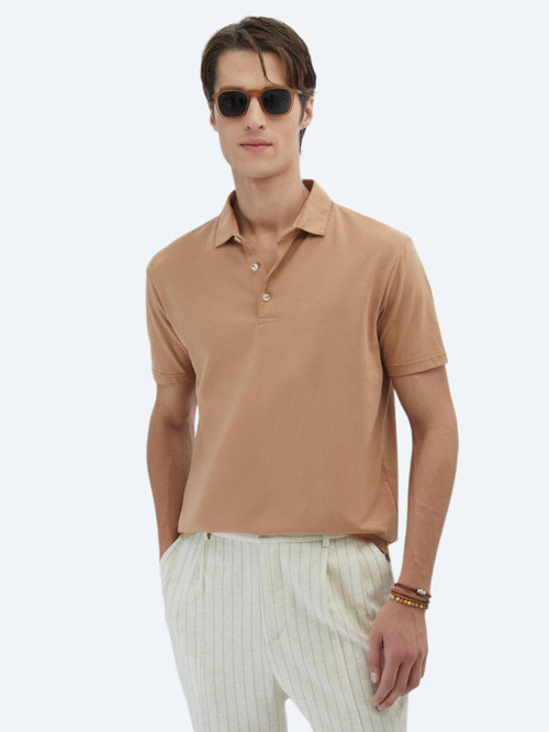 Vizon Düz Polo Yaka %100 Pamuk T-Shirt